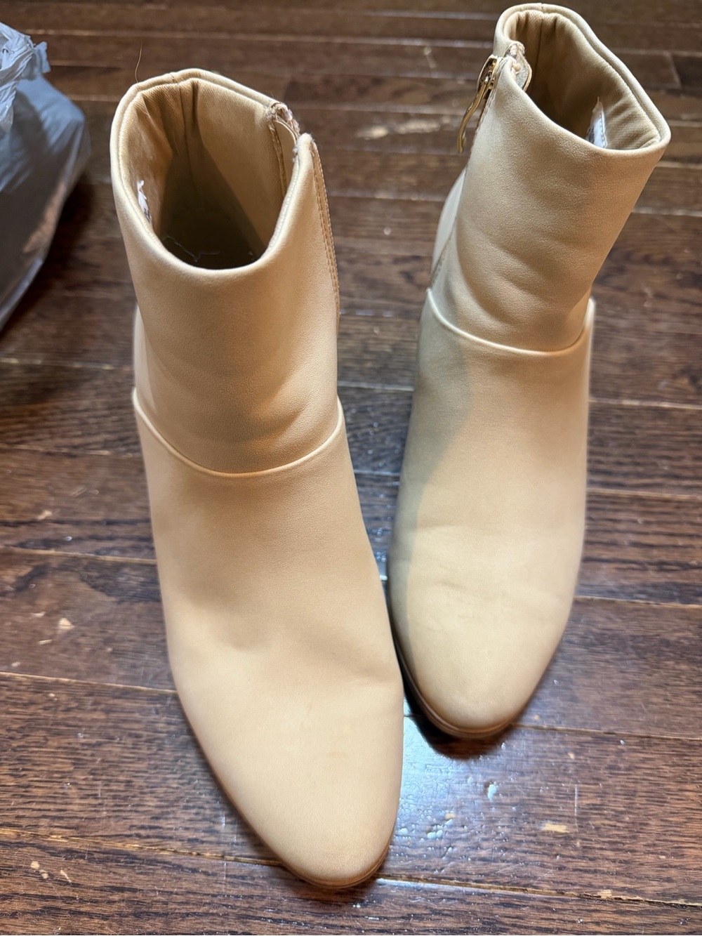 MICHAEL Michael Kors Beige Leather Ankle Booties with Side Zip